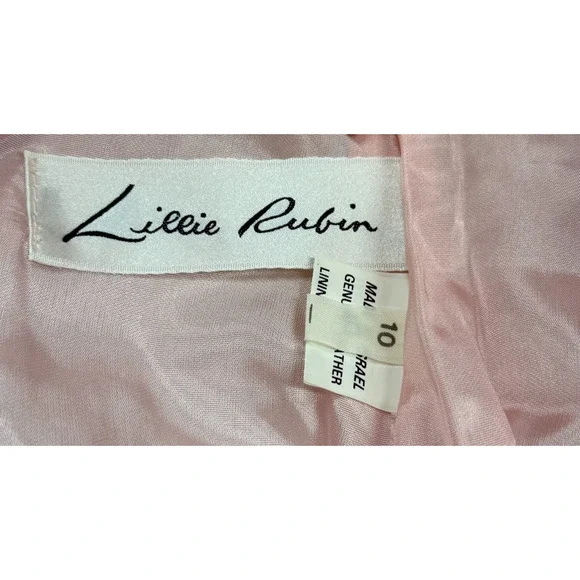Vintage Lillie Rubin Women's Size 10 Blush Leather Pencil Skirt Ostrich Texture - Picture 10 of 13